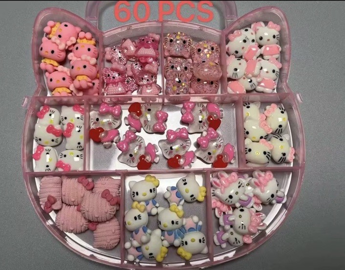 180pc Hello Kitty Nail Junk Jewerly Craft Charms (Pack Of 3 Sets)