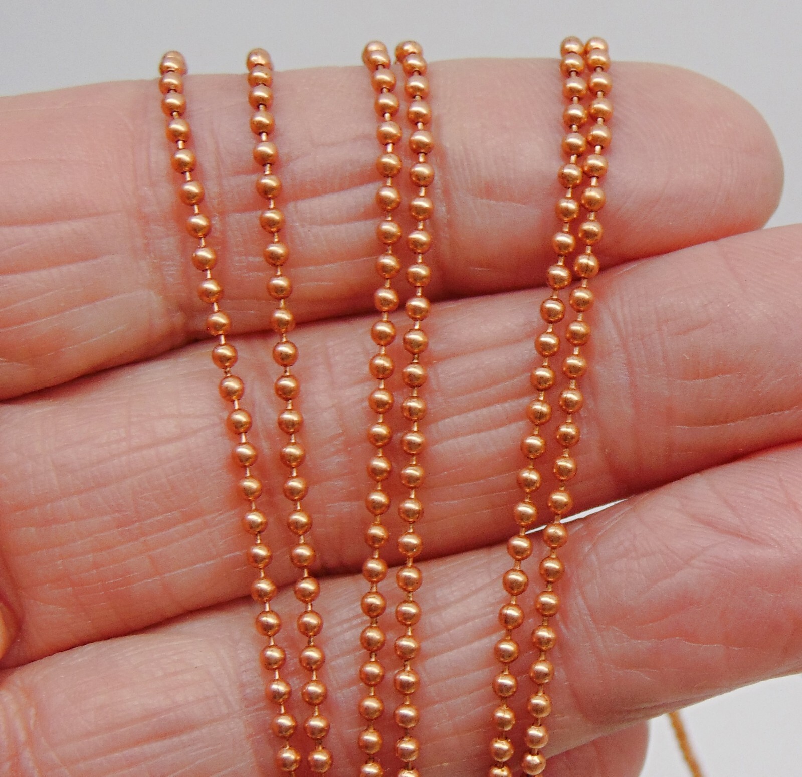 Petite COPPER 1.8mm Ball CHAIN #1 size Small Round Bead Lengths 10, 25, 50, 100