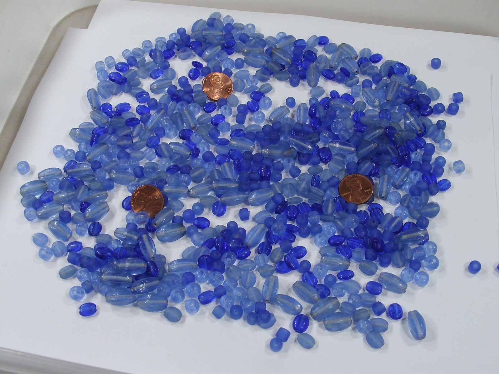 2 Pounds Assorted Blue India Handmade Glass Beads Wholesale Bulk Lot (FDC-5) ⭐