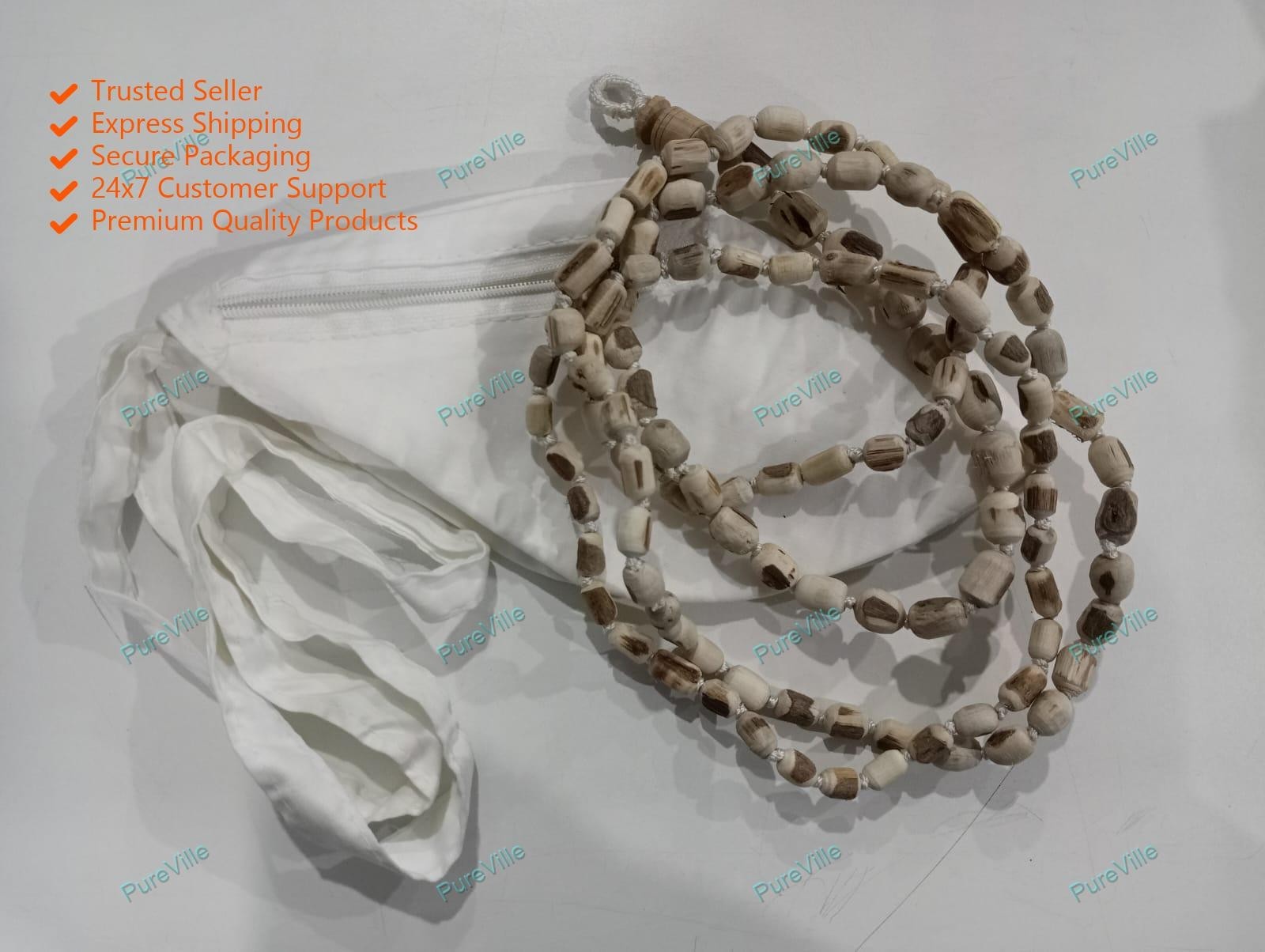 New 108 Beads Jaap Mala With White Gomukhi Bag Tulsi Jaap used in Hinduism