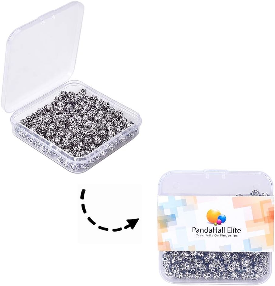 200Pcs 6Mm Round Antique Silver Tibetan Alloy Spacer Beads For Jewelry Making