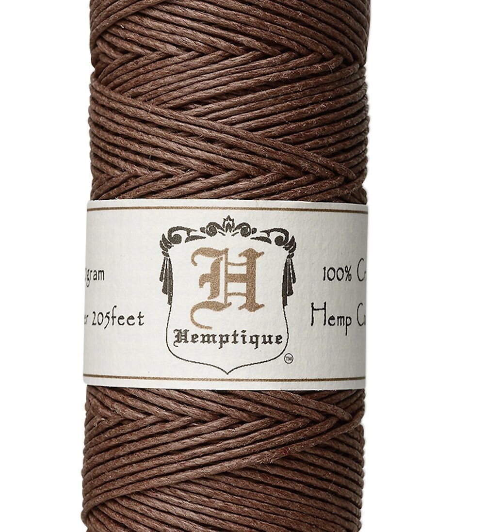 Cord, Hemp, Dark Brown, 205 Foot Spool Smooth Polished 1mm Diameter 3 Ply V