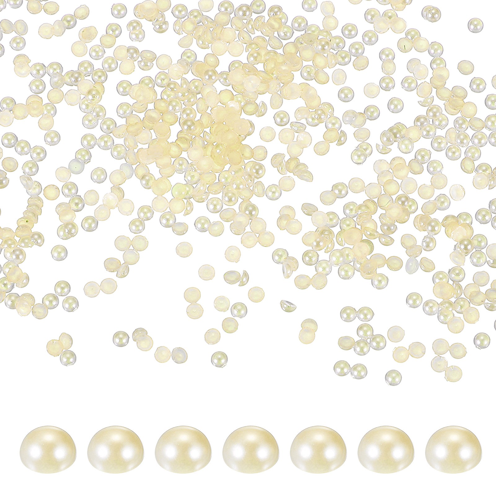 8000 Pcs 2mm Beige Half Round Pearls Beads for Crafting