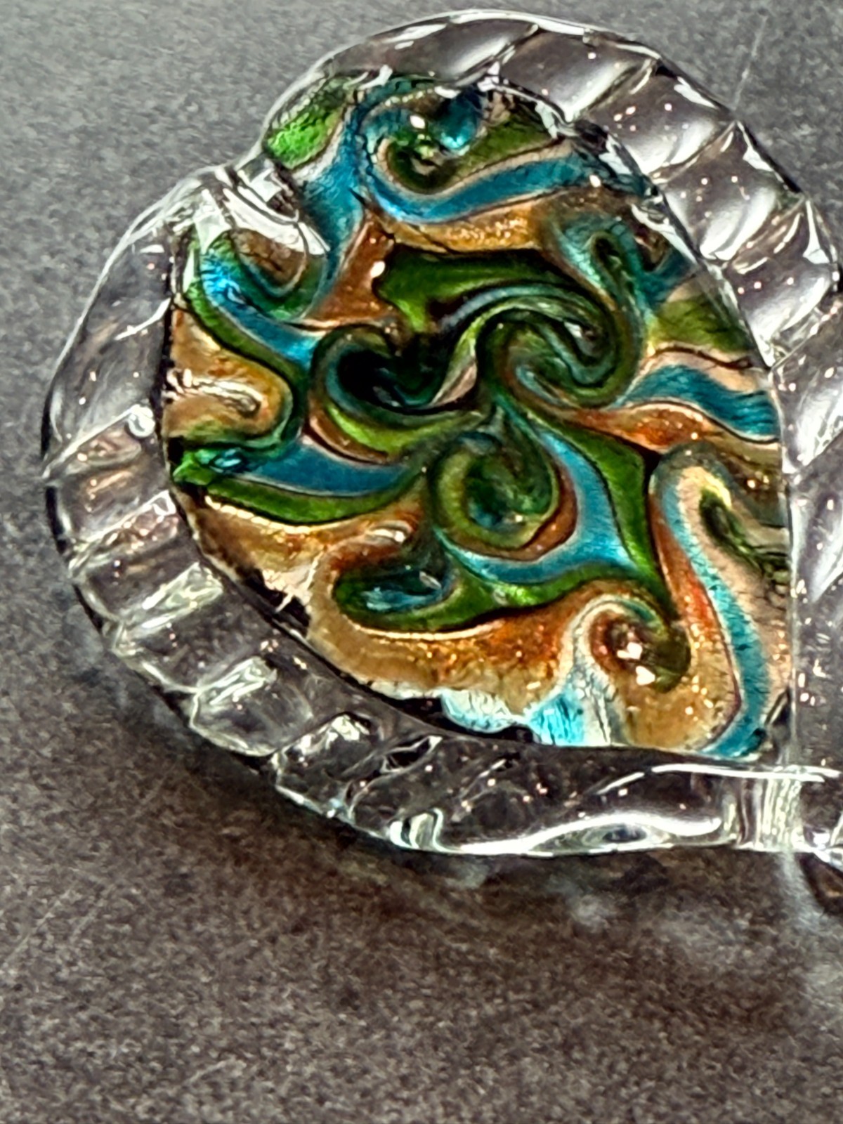 Hand Made Artisan Glass Pendant Leaf Design in Swirls Crafting Jewelry Making