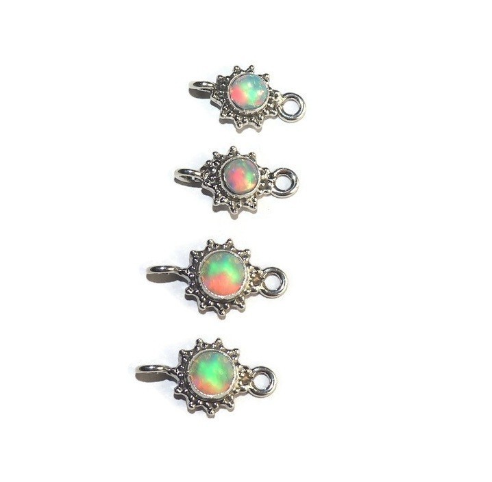 sterling silver fire opal connector for jewelry making DIY opal supplies links