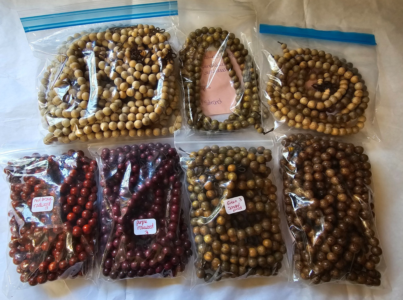 8MM Wood Mala Prayer Meditation Beads Round BULK LOT 22 STRANDS Craft Supplies