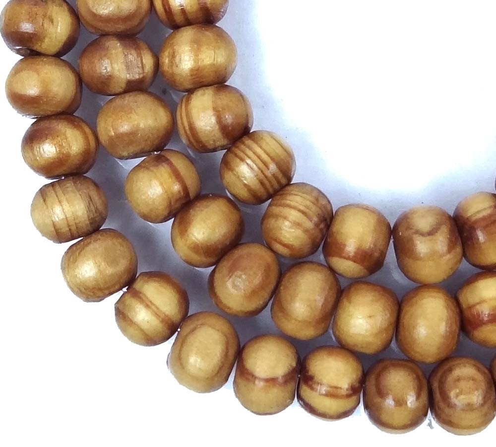 6x5mm Natural Wood Round Rocaille Beads 16″