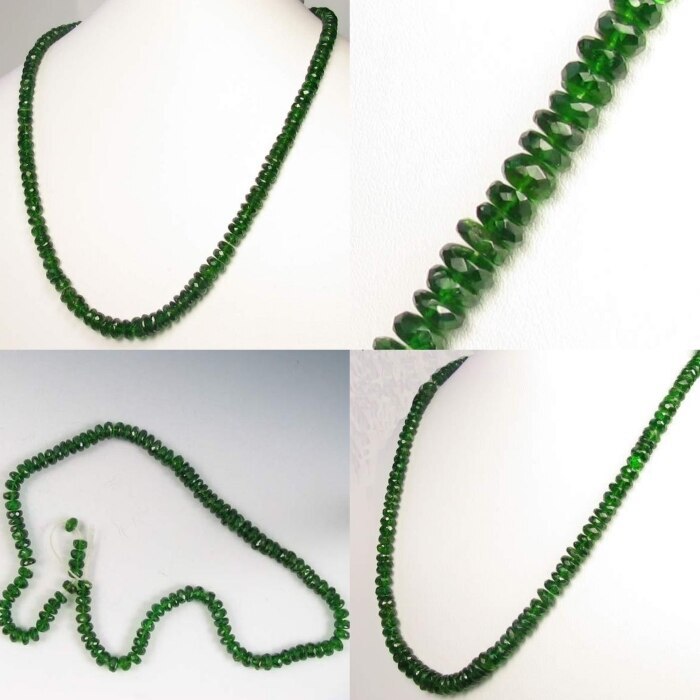 133cts Natural Green Chrome Diopside Faceted Strand | 5.5×3.5mm to 6×2.5mm |