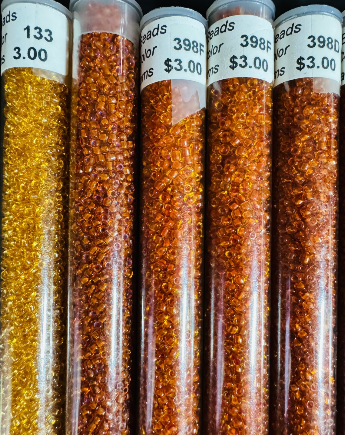 Glass Seed Bead Lot 30 Tubes – Rose Gold Sunset Mix Different Sizes NOS