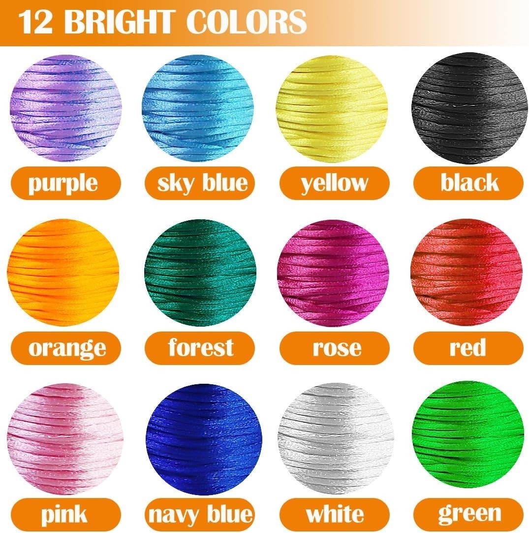 10 Colors 1.5Mm Nylon Cord Silk Cords Hand Knitting String for DIY Crafts Jewelr