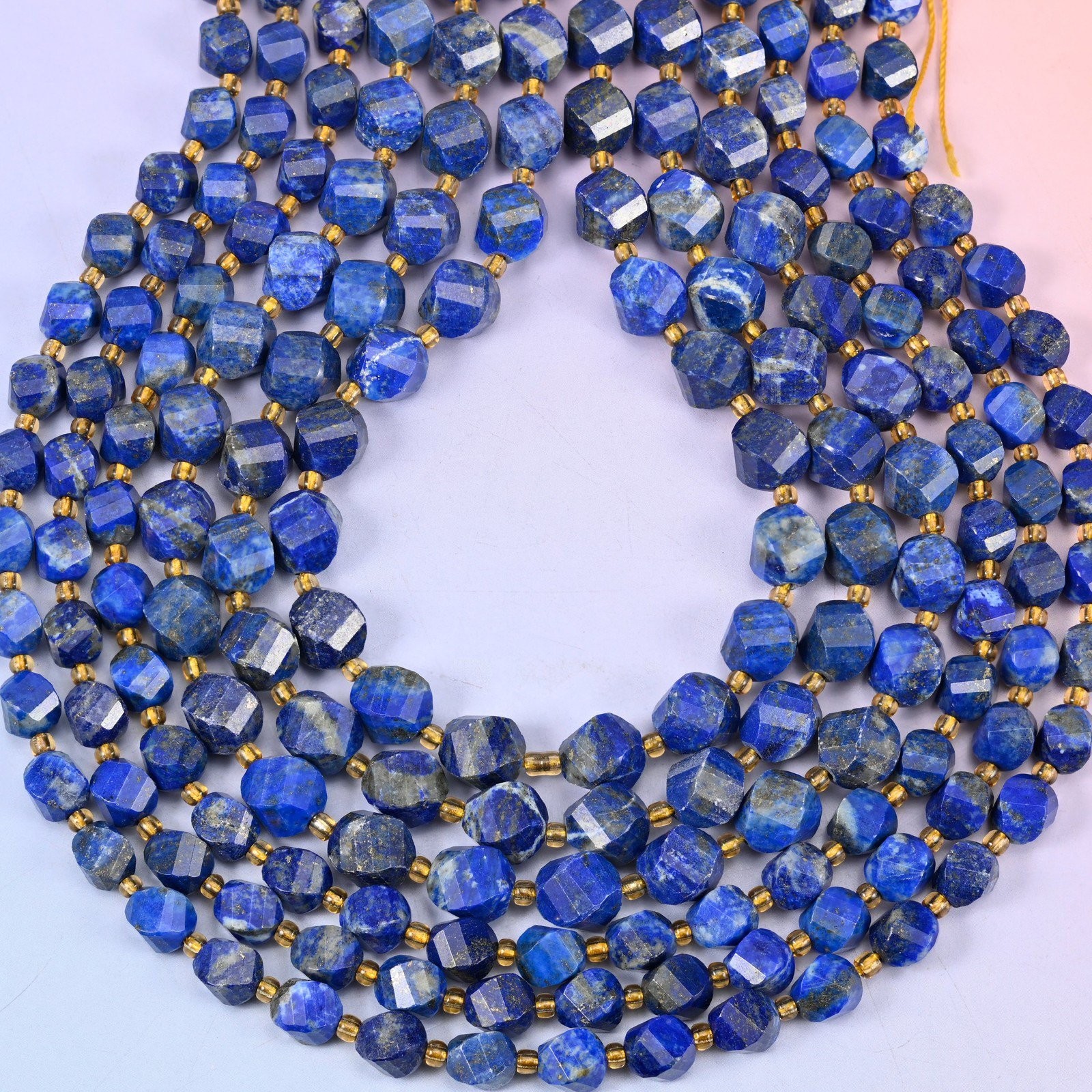 Lapis Lazuli Faceted Spiral Twist Beads: Size 8mm 10mm, Jewelry Making