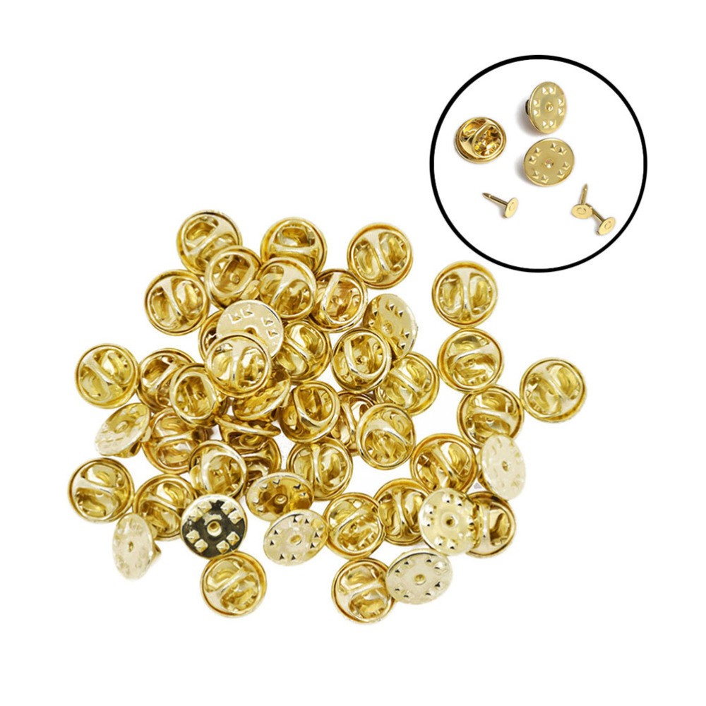 100 Sets Easy to Use Lapel Holder Brooch Clasps Pin Backs for DIY Jewelry Making