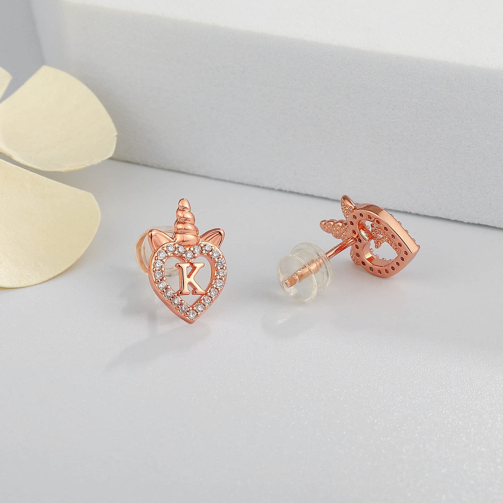 S925 Sterling Silver Unicorn Earrings – Rose Gold Plated, Perfect for Girls & Te
