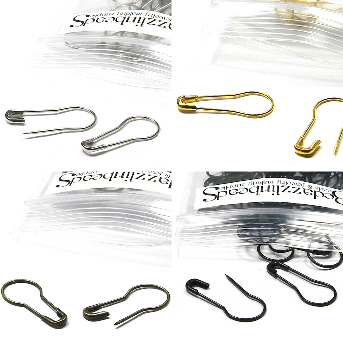 50 Easy to Use Bulb Shaped Safety Pin Bail Findings For Brooches or Necklaces