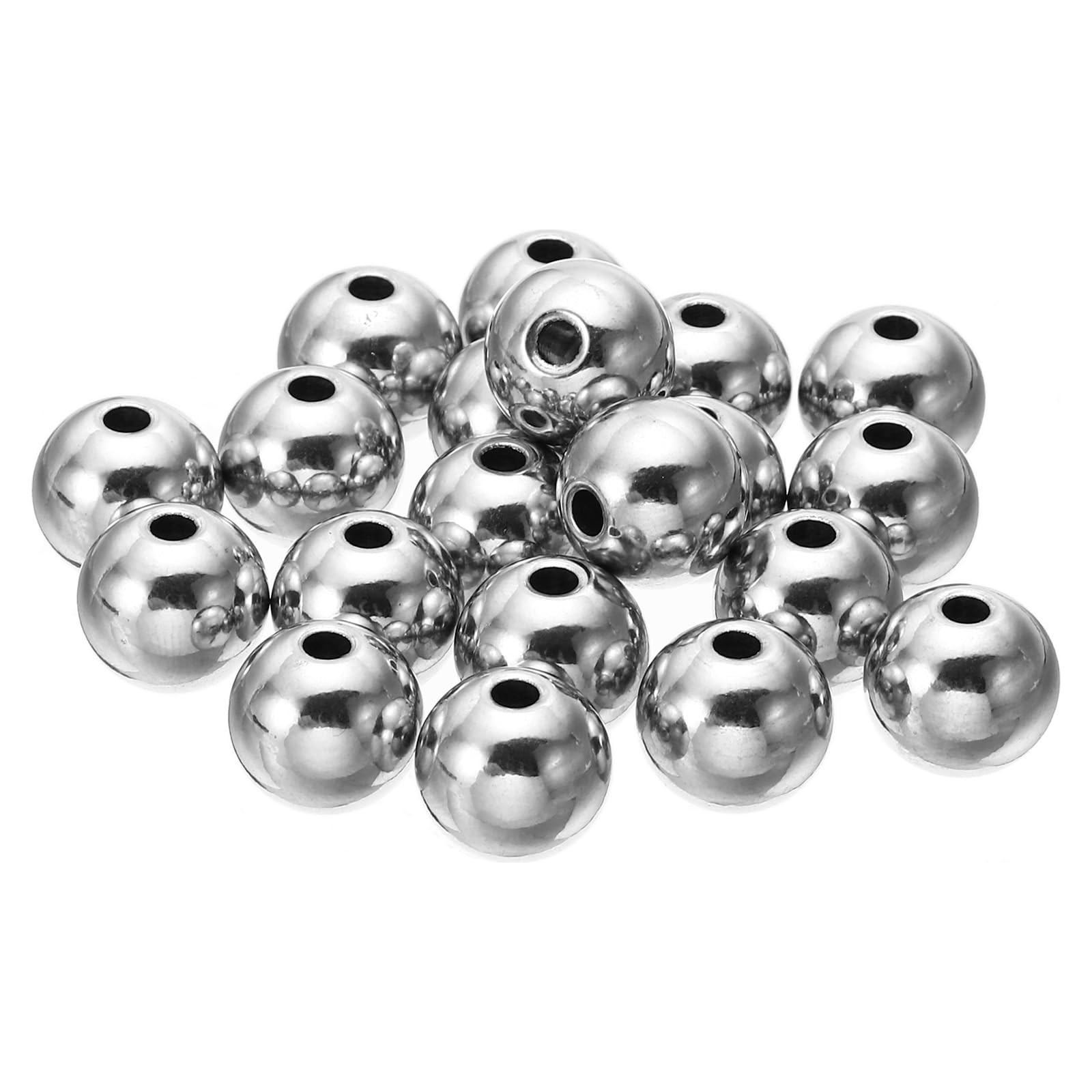 Smooth Round Spacer Beads, 20 Pcs 12mm OD 3mm ID 304 Stainless Steel Loose Ba…