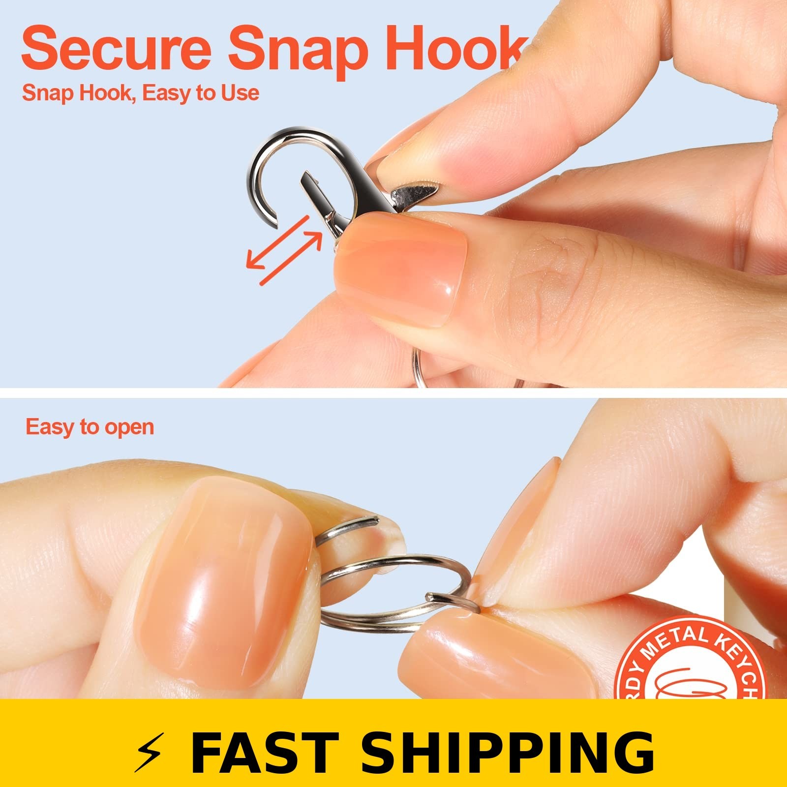 LEOBRO 60PCS Lobster Claw Clasps & Key Rings – Silver