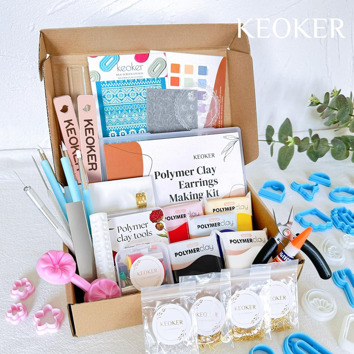 123 PCS Clay Earring Making Kit, Polymer Clay Jewelry Making Kit for Teens and A