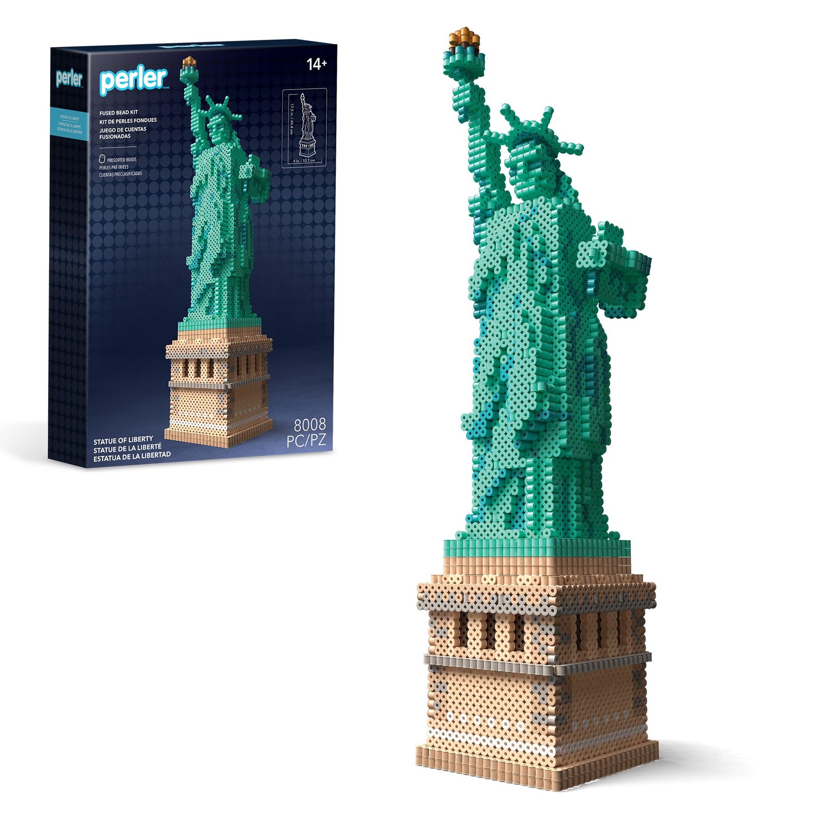 Perler 80-57235 Statue of Liberty 3D Fused Bead Craft Activity Kit, 4″ W x 17…