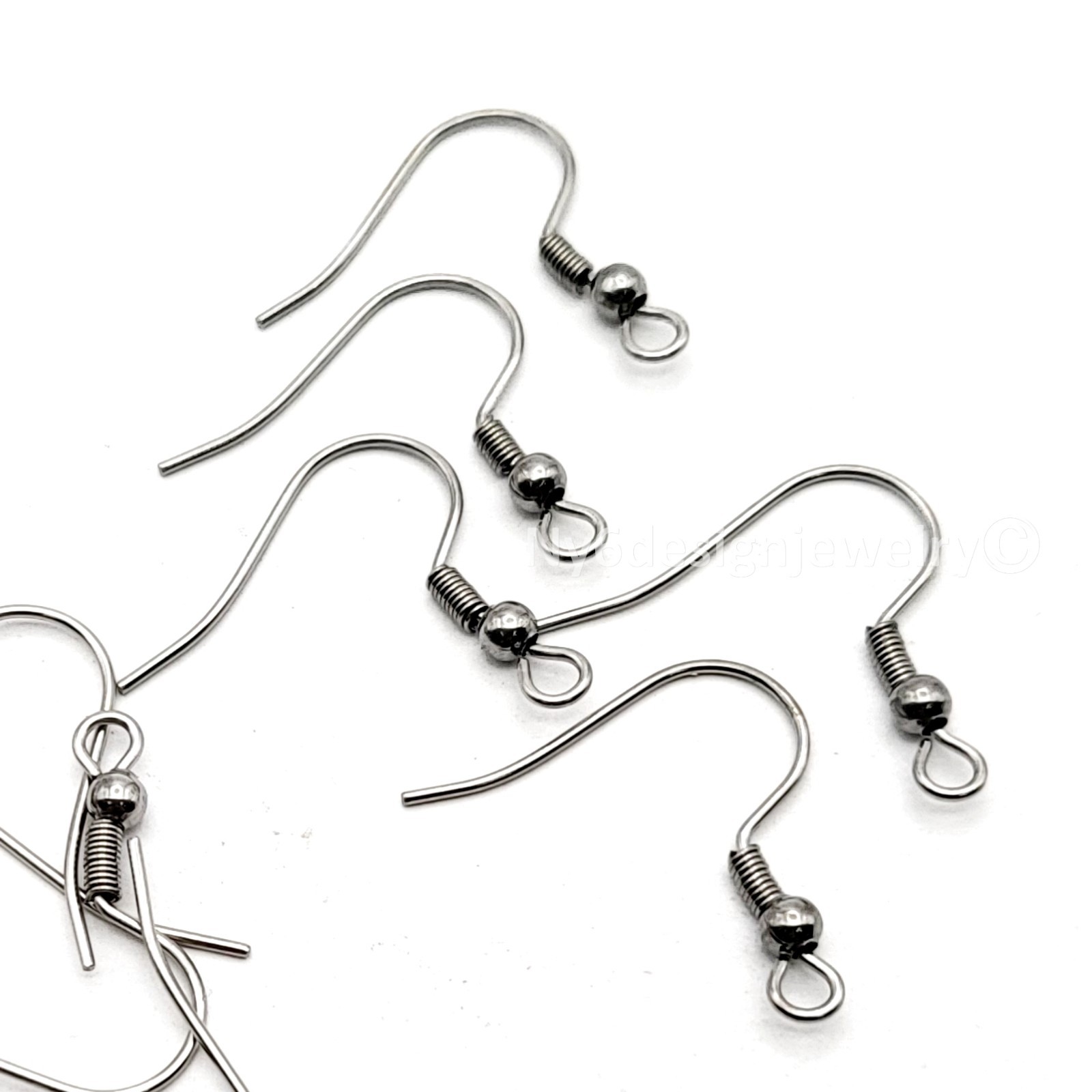Stainless Steel French Ear Wires 20mm with Coil & 3mm Ball – 20pcs Hooks