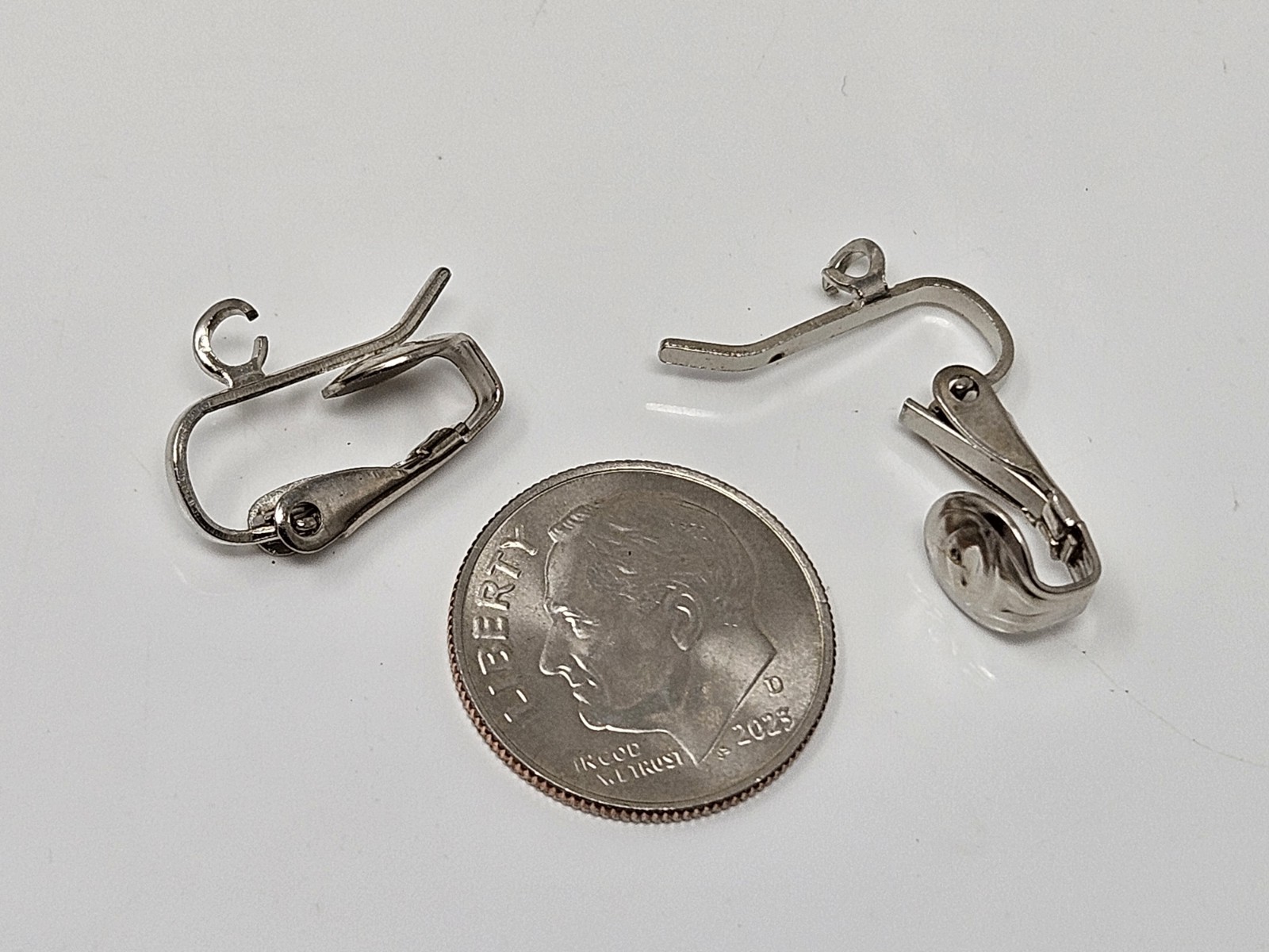 10 pair Silver Clip-On Earring Findings Components w/ Jump Ring Jewelry Hardware
