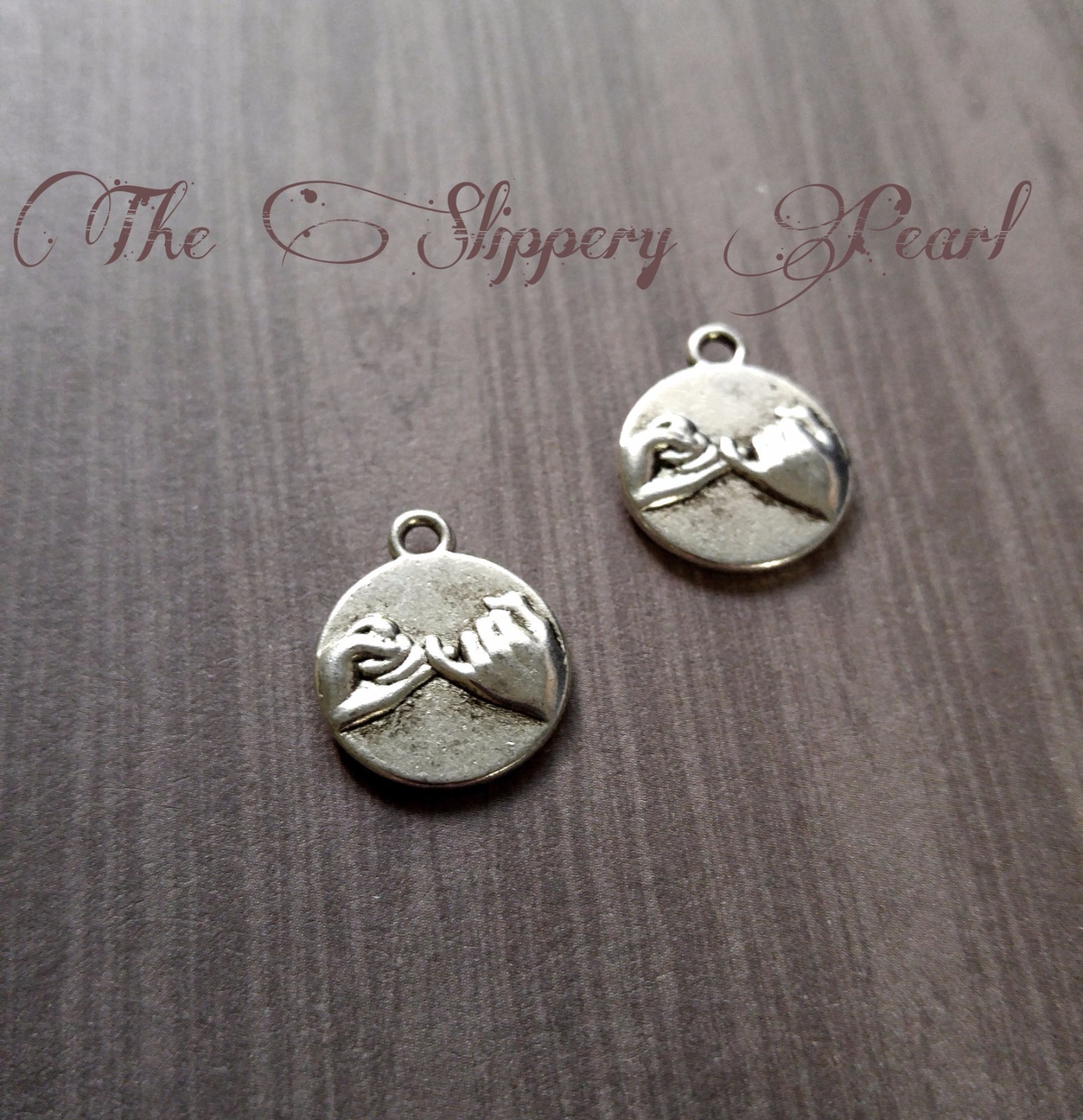 4 Pinky Promise Charms Antique Silver Tone Pinkie Swear Friendship Pendants