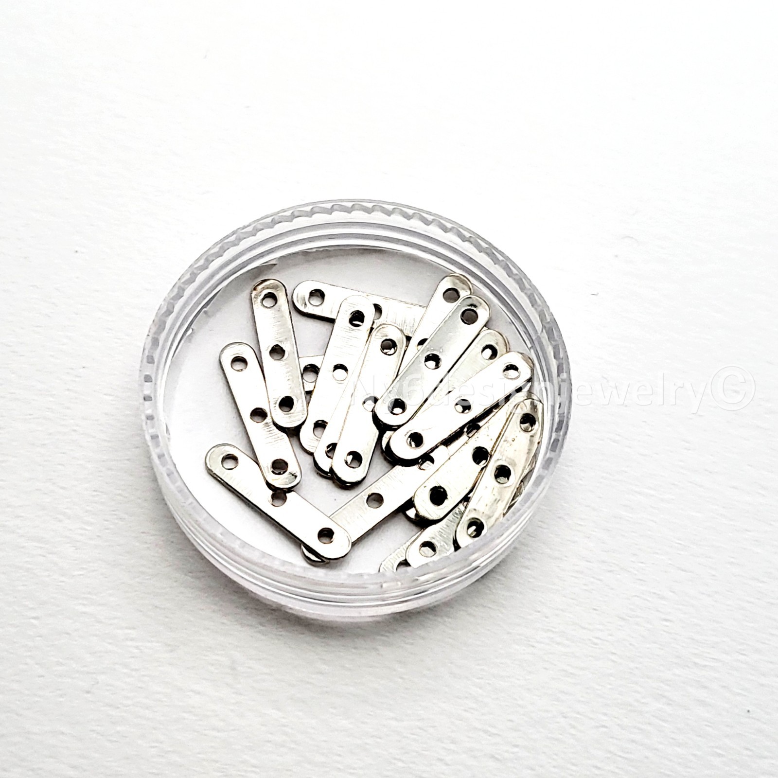 20pcs Pewter Bar Metal Beads 3-Hole Smooth Spacer Beads Silver Color 17x3mm