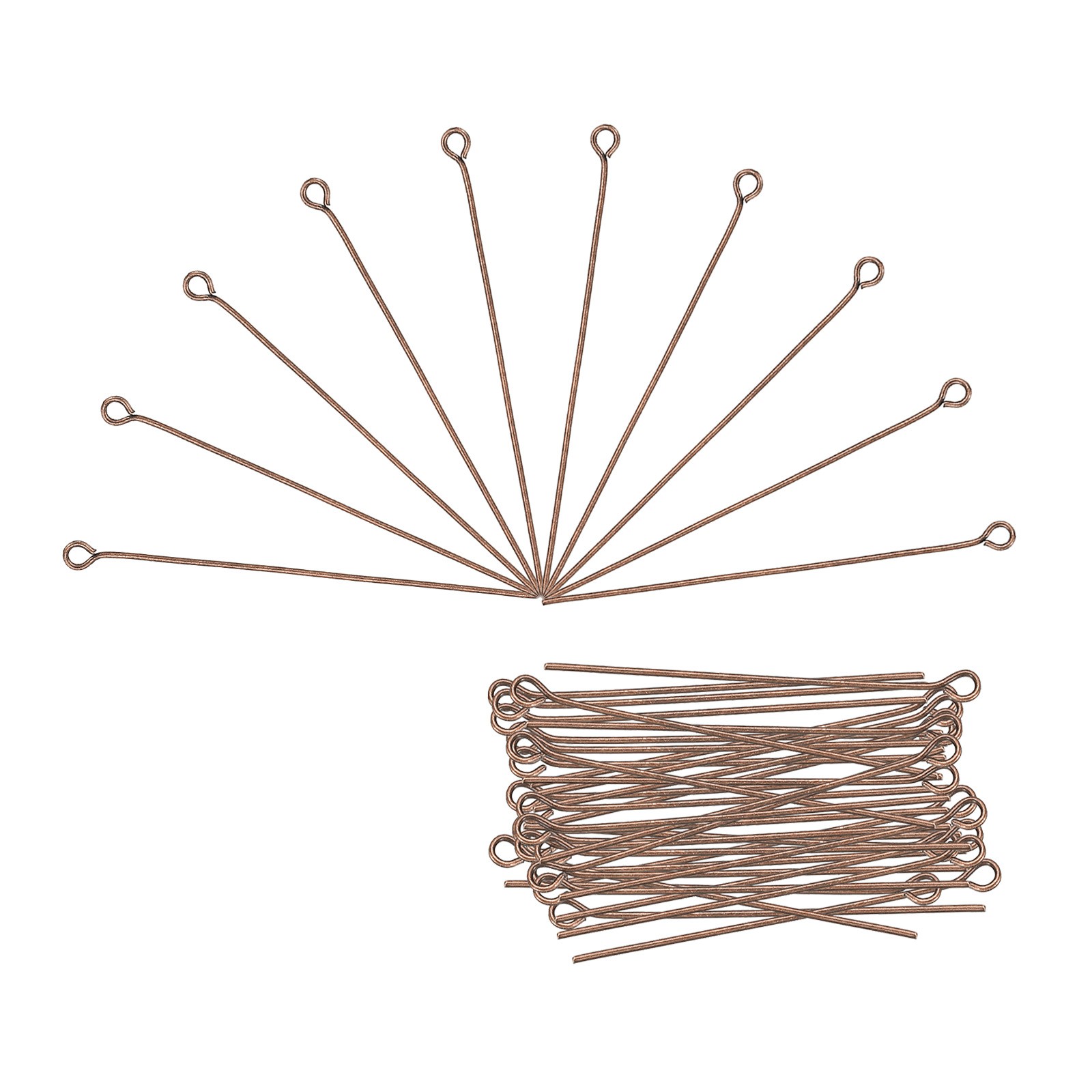 500Pcs Eye Pins Jewelry Findings Eye Pins 50mm Iron Eye Pins Red Copper