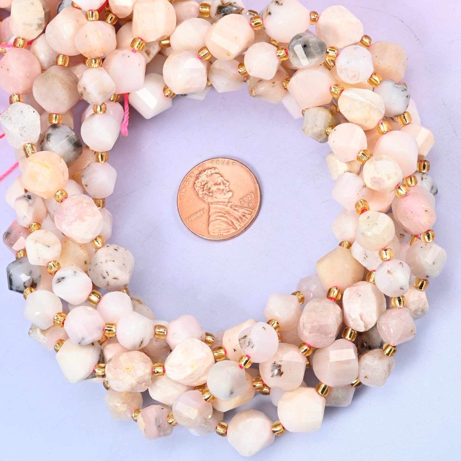 Pink Opal Faceted Spiral Twist Beads: Size 8mm 10mm, Jewelry Making