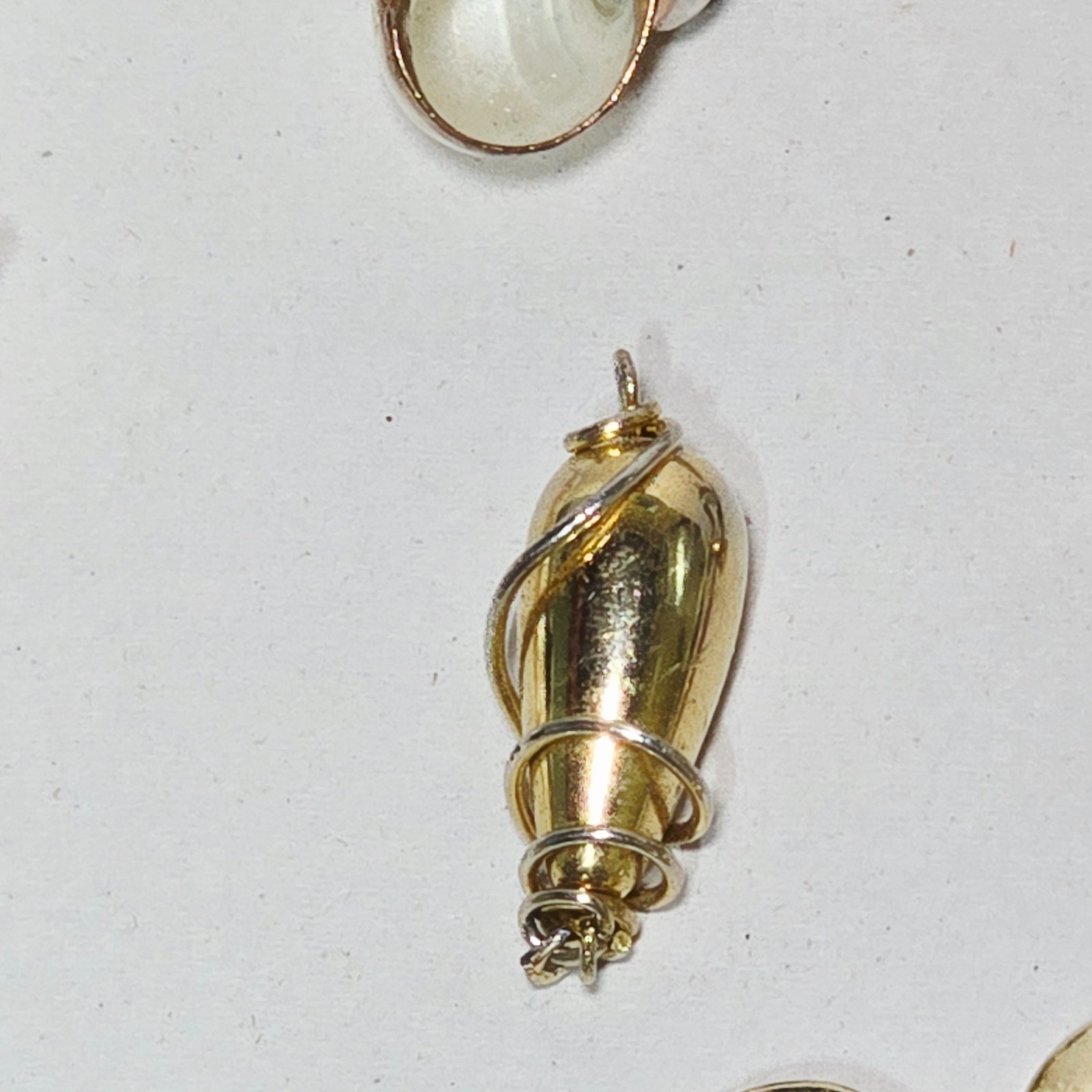 24K Gold Dipped Cowrie Shell Pendant Scallop Boho 24K Gold Dipped Charm