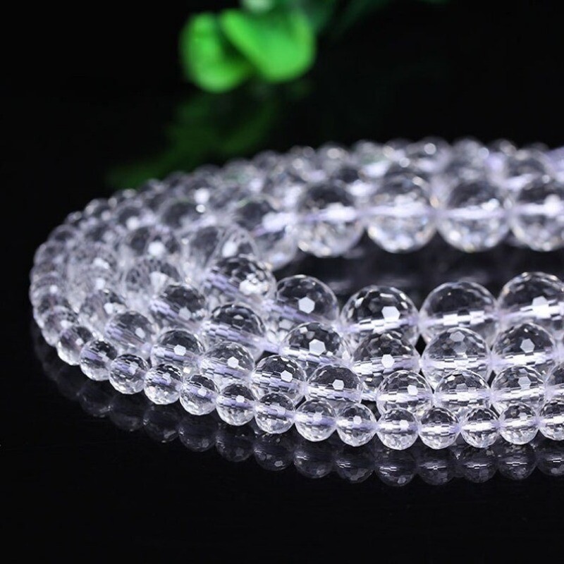 6/8/10/12/14mm Genuine Natural 5A Grade Micro Faceted Clear Quartz Gems Beads