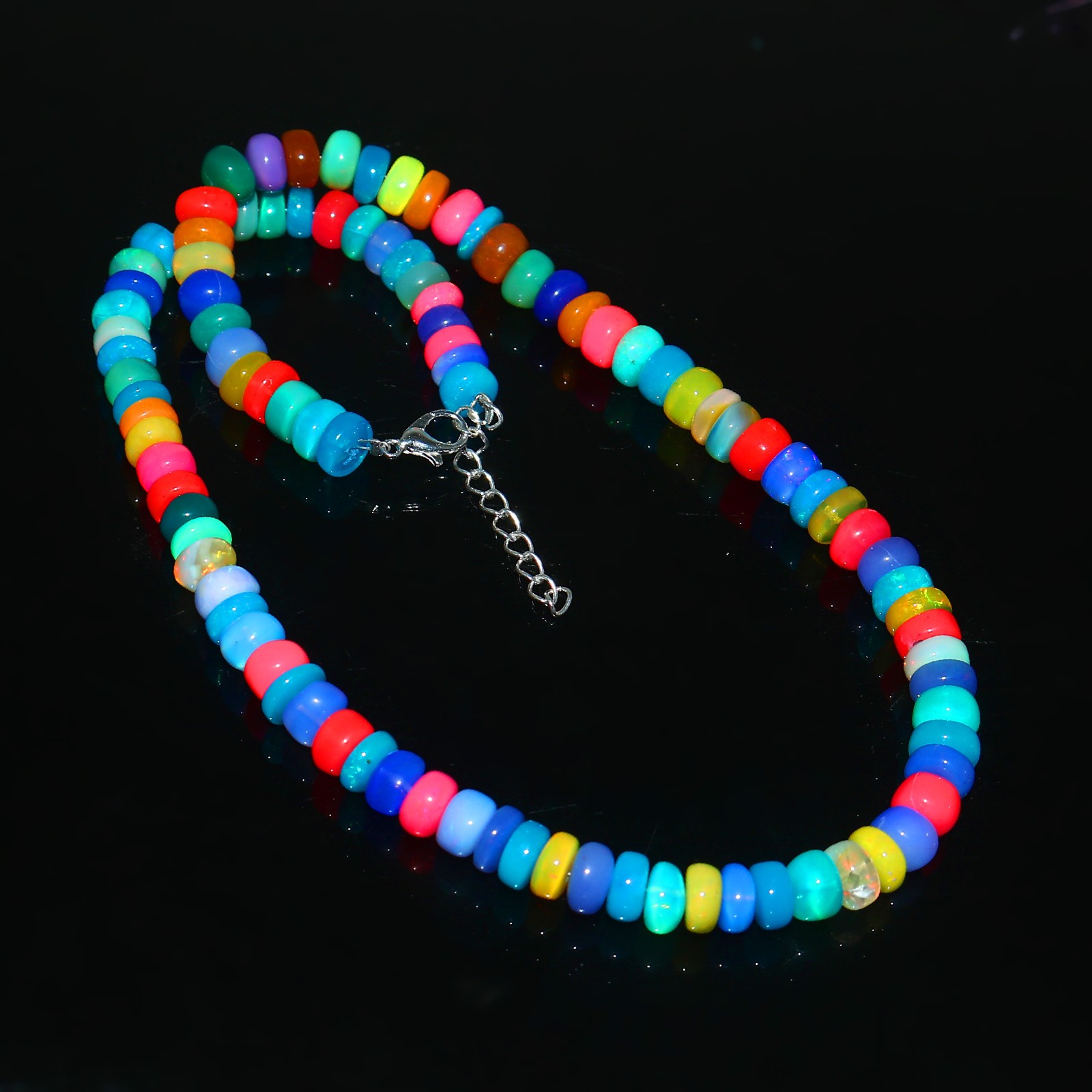 Rainbow Opal Gemstone Necklace Handmade Beaded Jewelry Gift for Her 3167P