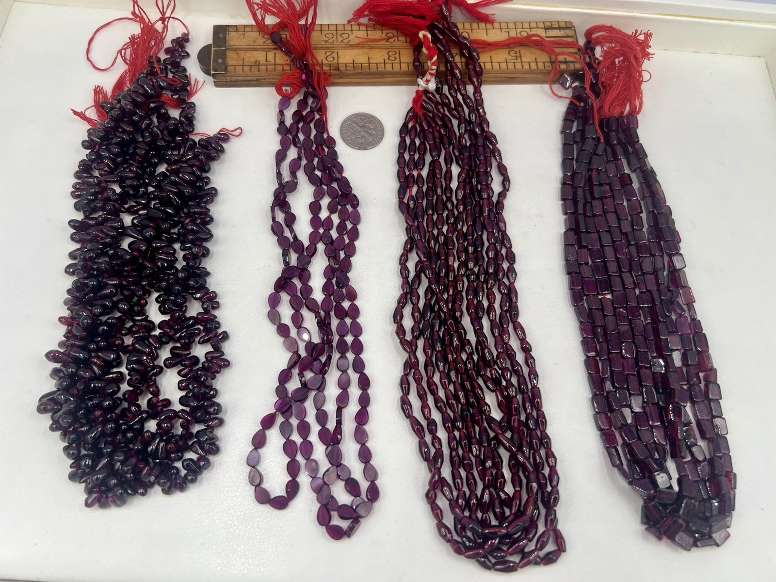 19 Strands Red Garnet Mixed Shapes Beads Teardrop Diamond Rectangle 5-8mm Bulk