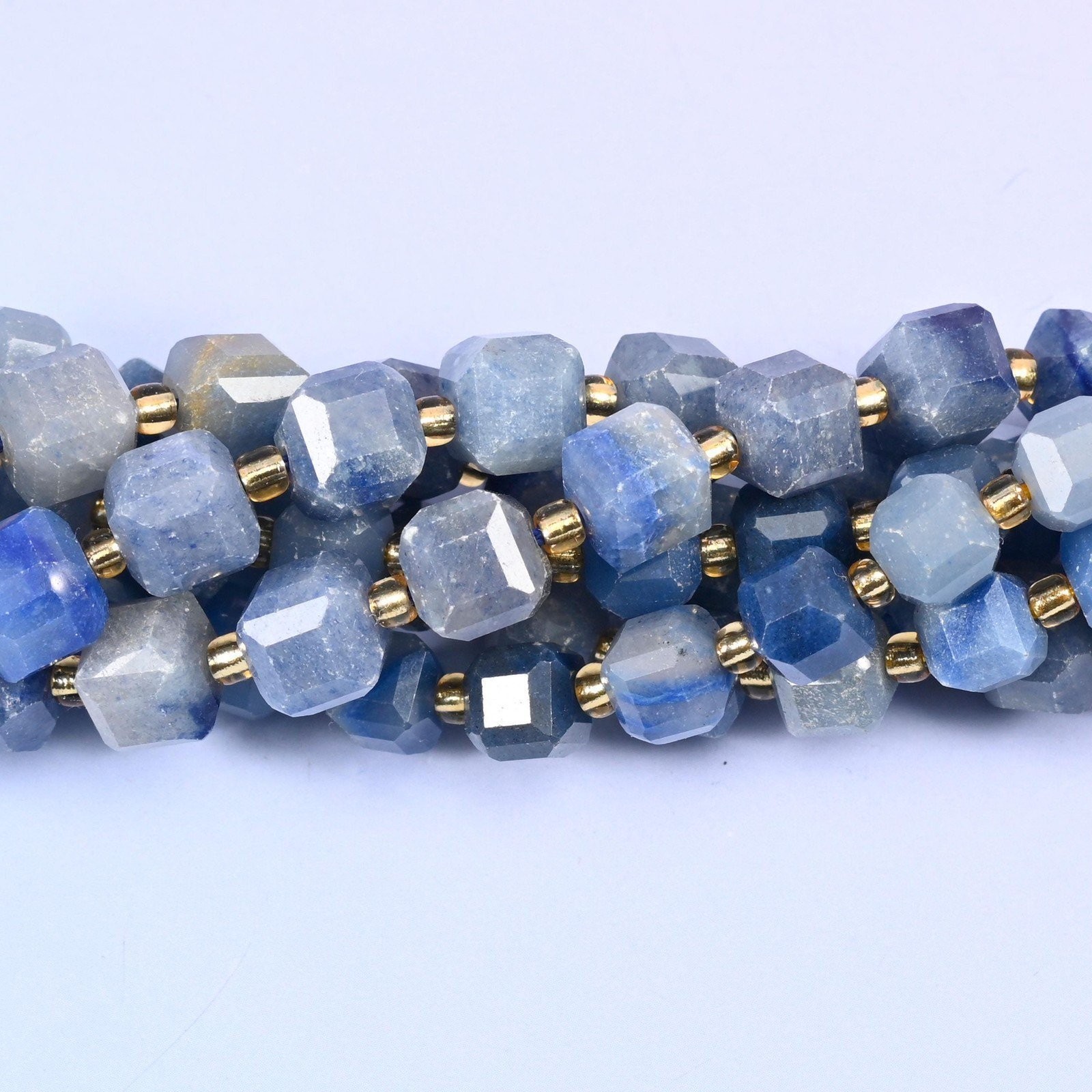 Blue Aventurine Faceted Cube Beads: Size 6mm 8mm, Jewelry Making, 15 inch Strand