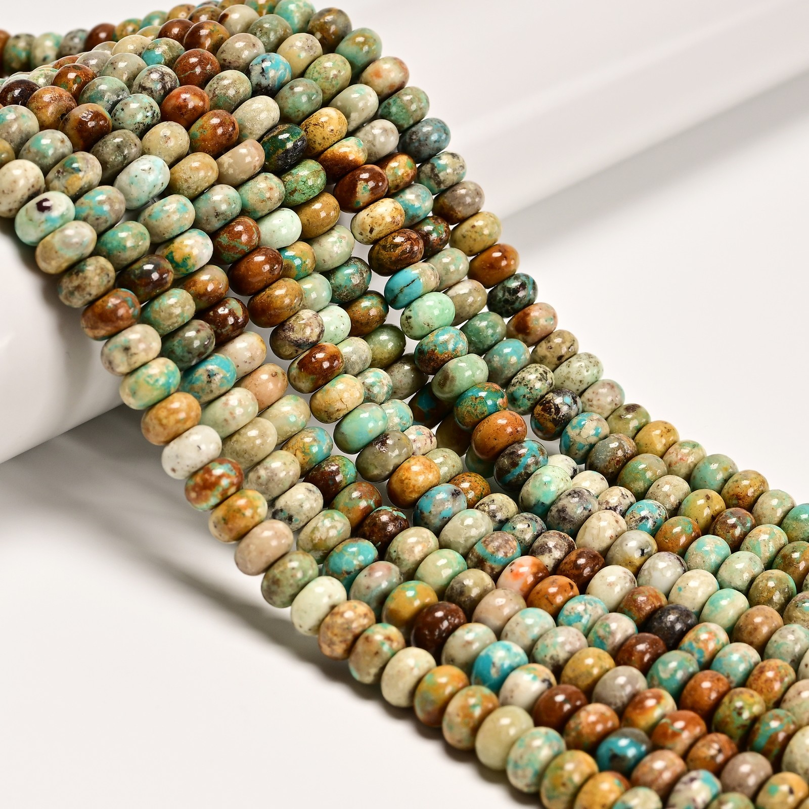 Natural Multi Color Turquoise Smooth Rondelle Beads Size 4x6mm 5x8mm 15.5″Strand