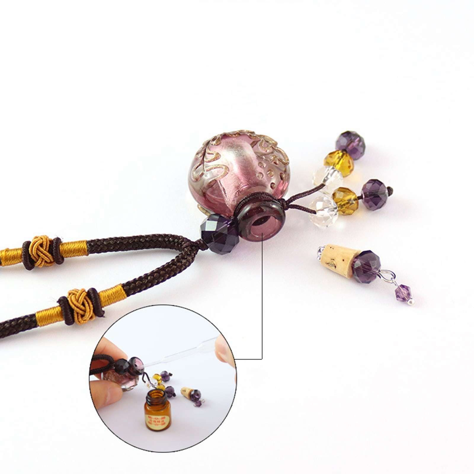 Glass Vial Bottle Pendant Necklace Perfume Empty Essential Oil Diffuser Handmade
