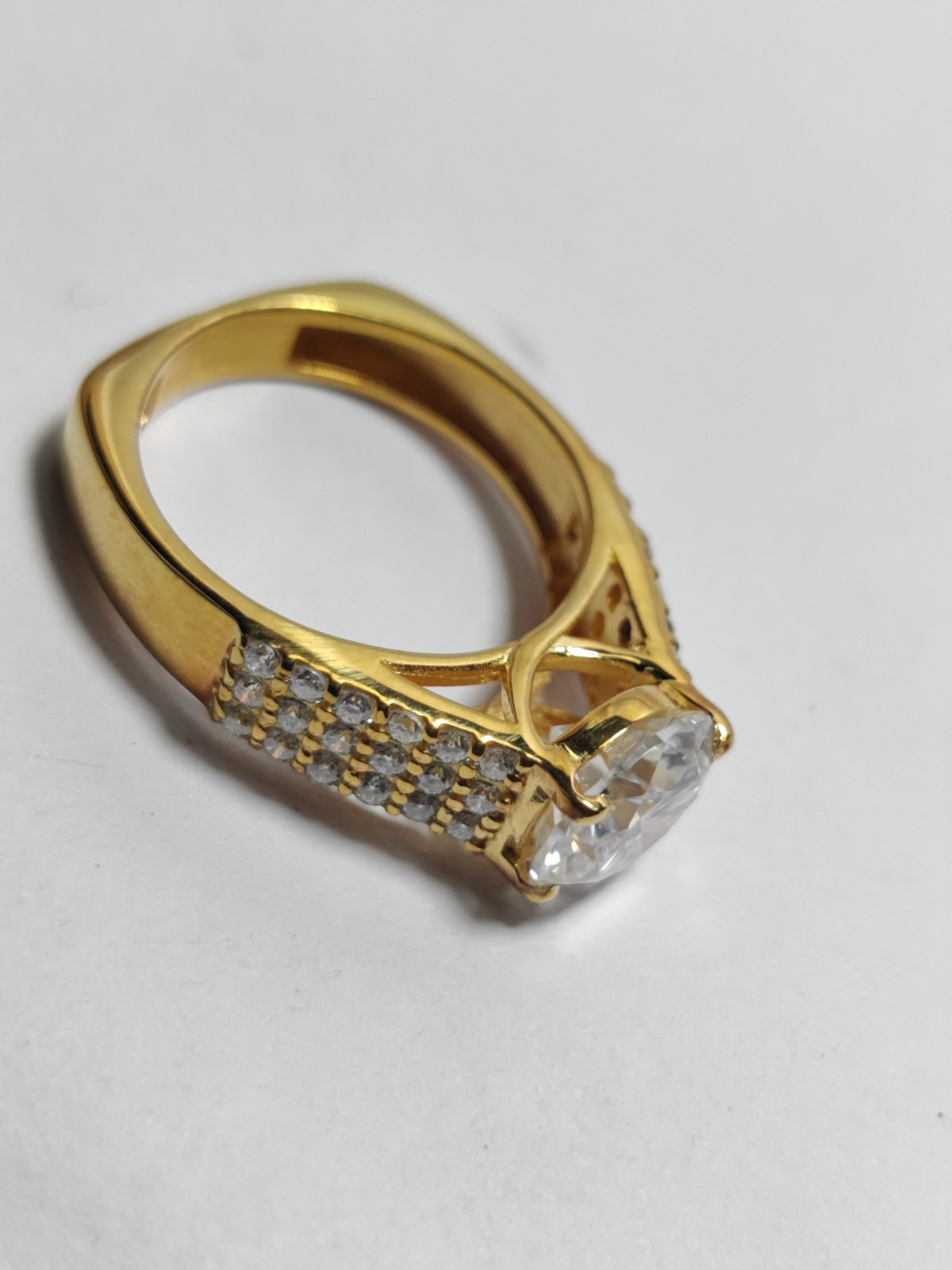 2ct 8mm Moissanite Engagement Ring 925 Sterling Silver 14K Gold Plated Wedding .