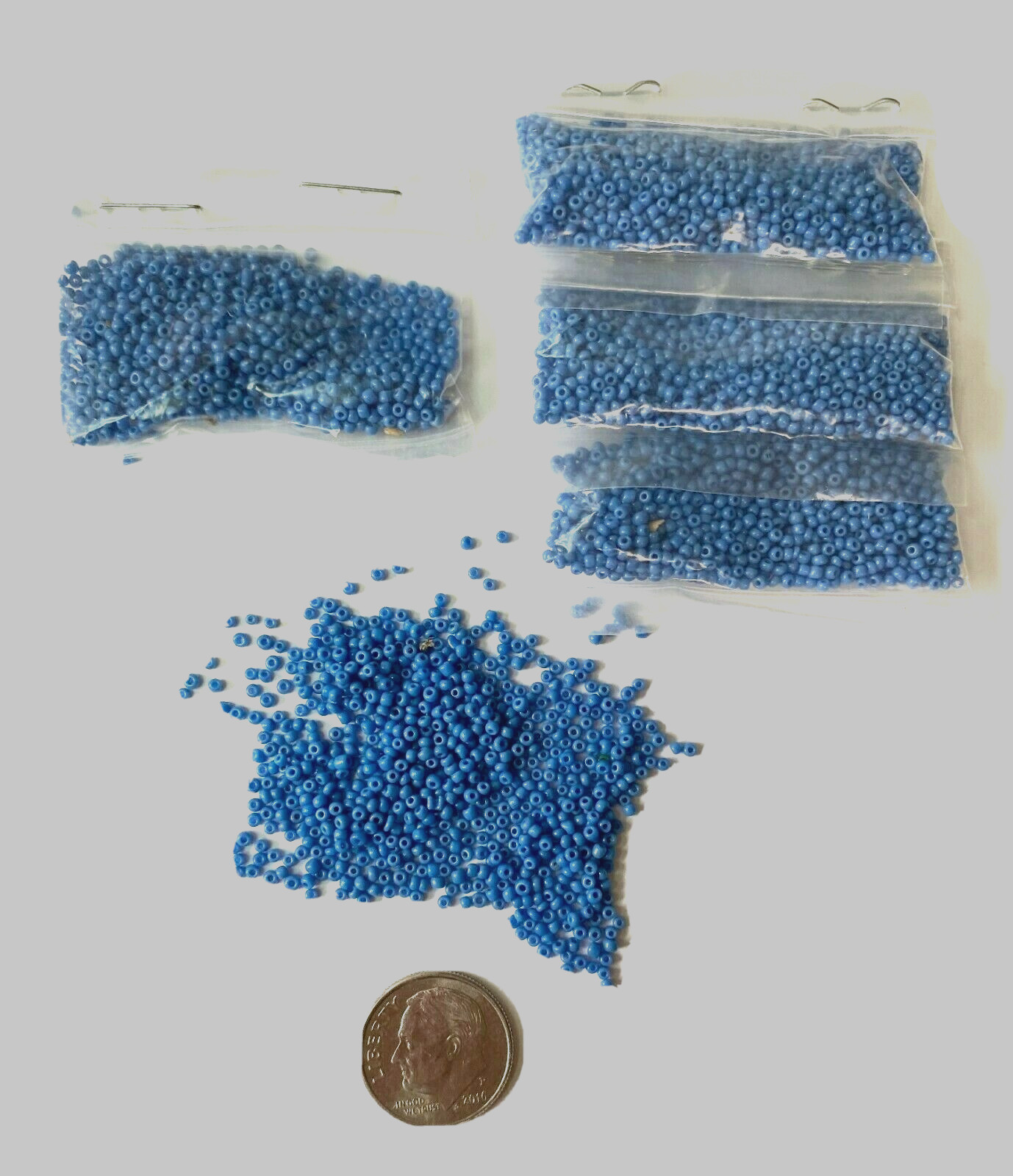 Antique Micro Seed Beads-Medium Opaque Turquoise Blue- 3.9 gram bags-13/0-14/0