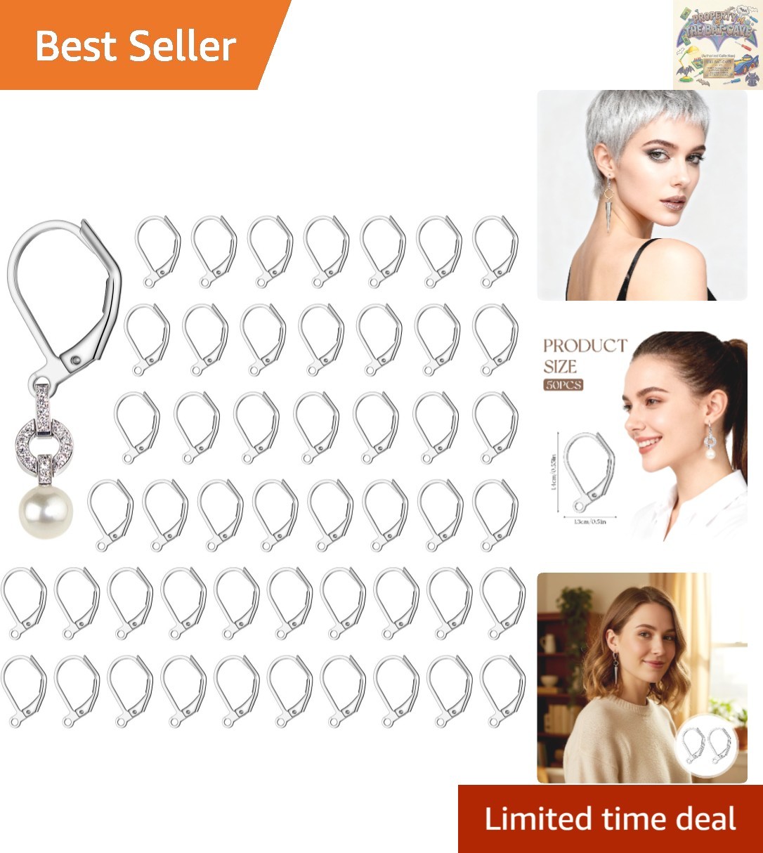 50PCS Leverback Earring Clasps in Silver – Easy to Use for DIY Crafts