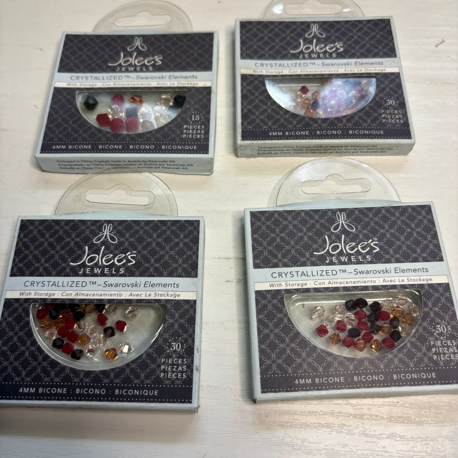 EK Success Jolee’s Jewels Swarovski Earth Mix Bicone Bead Lot