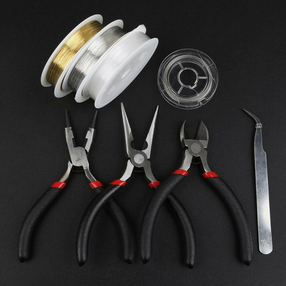 Lot 8 Mini Jewelry Tool Set Pliers Round Chain Nose Cutter Tweezer Beading Wires