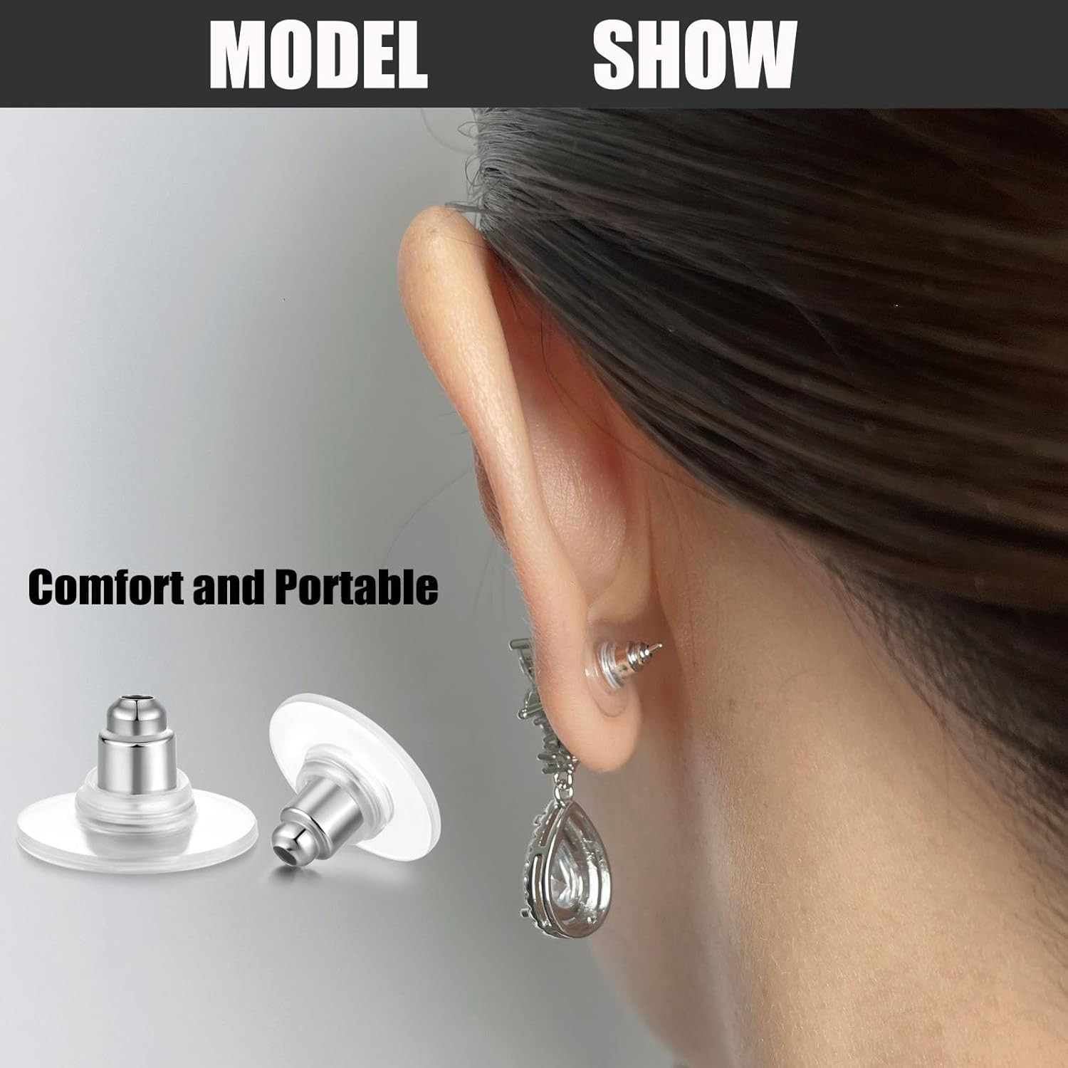 100pcs Fishhook Earring Backs Replacements for Stus – Bullet Clutch Back Earr…