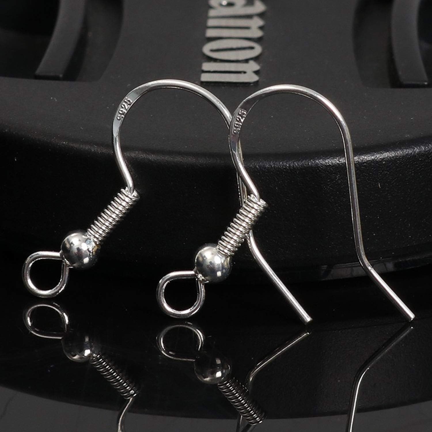 100 PCS / 50 Pairs 925 Sterling Silver Earring Hooks, Hook Ear Wires with 100