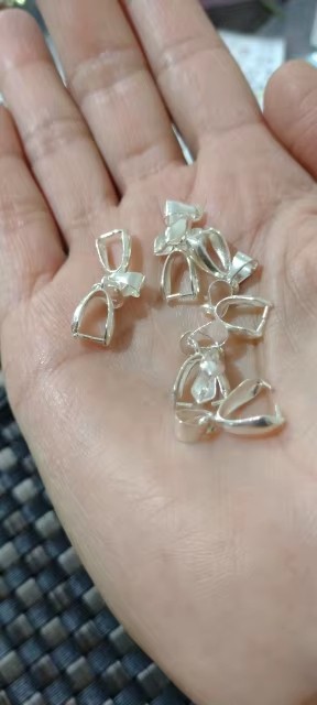10PCS 925 Sterling Silver Bail Connector Pinch Clasp Pendant Jewelry Making DIY