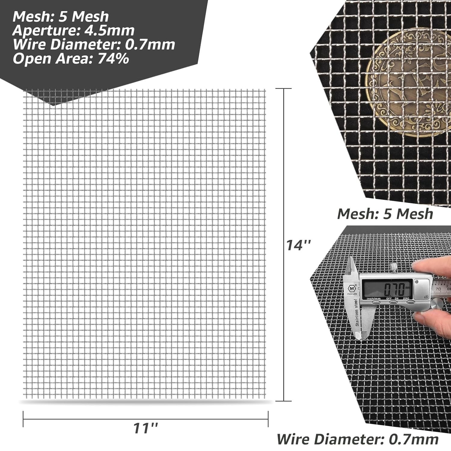 2 Pack 14″x11″ Crimped Stainless Steel Mesh – Durable and Versatile DIY Solution