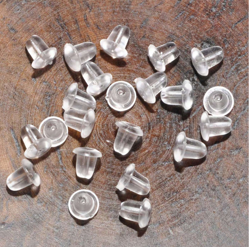 100Pcs 5mm Soft Rubber Earring Backs – Secure Fit for Stud Earrings-NEW