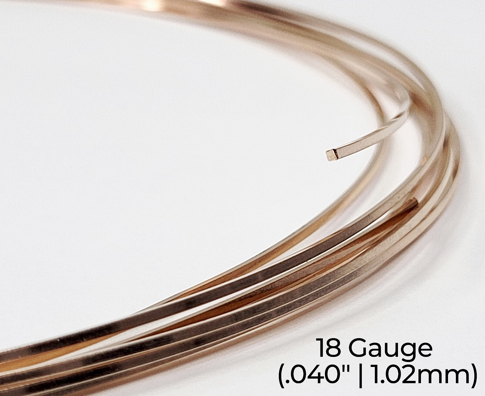 14/20 Rose Gold-Filled Wire | Square | Half Hard | 16-24 Gauge | 1-10 Ft | USA