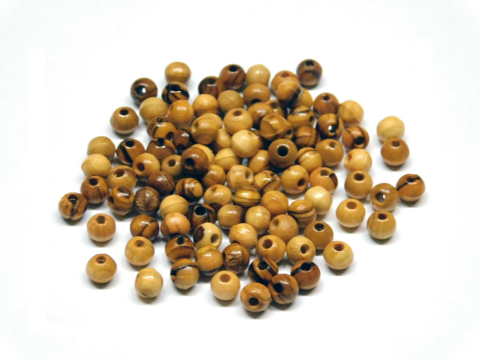1000 Olive Wood Beads 7mm Round Shape Polished Hand Made Holy Land Jerusalem