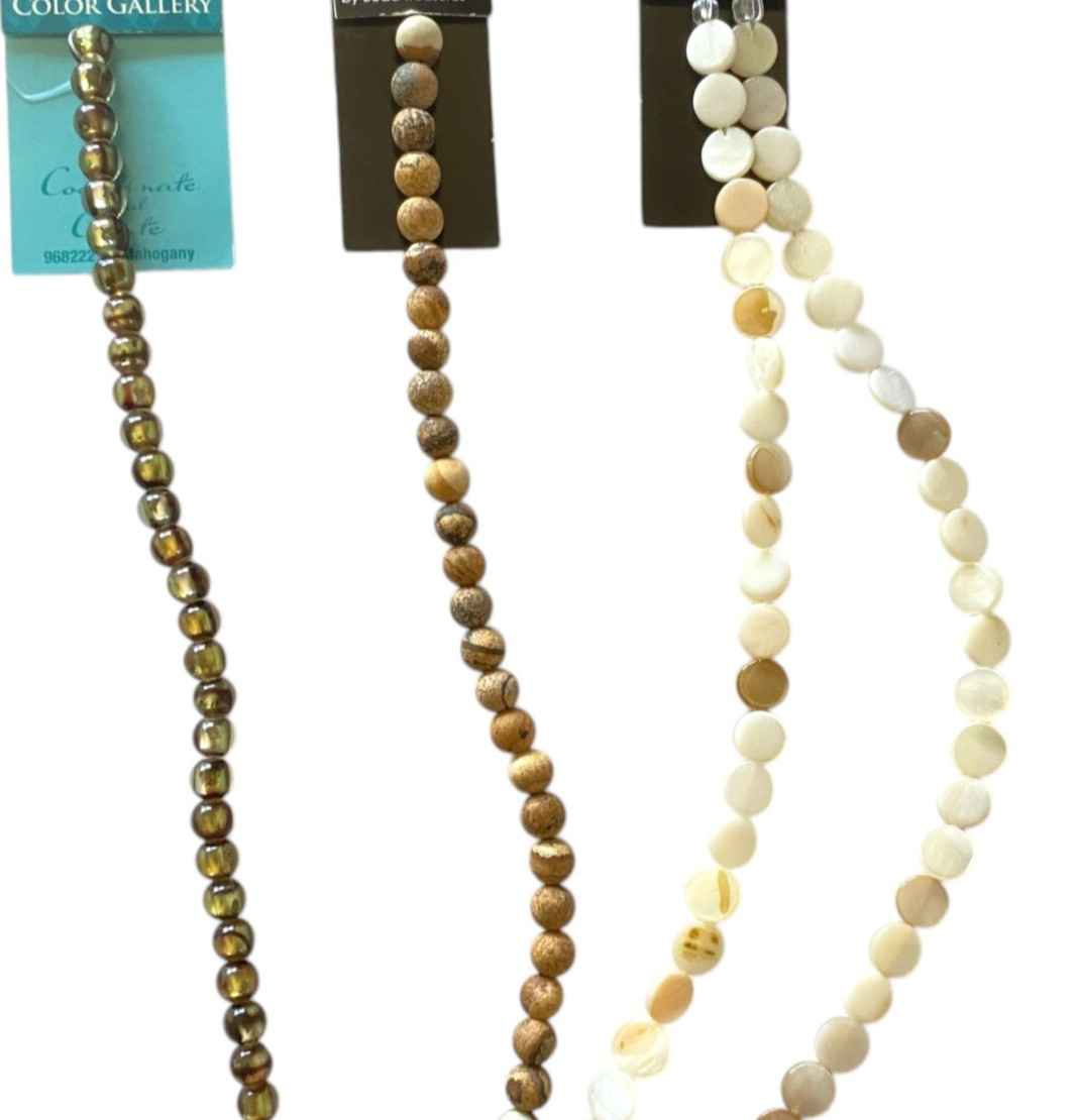 Bead Treasures Jewelry Making Mixed Lot Beads Shell Jasper Metallic Earth Tones