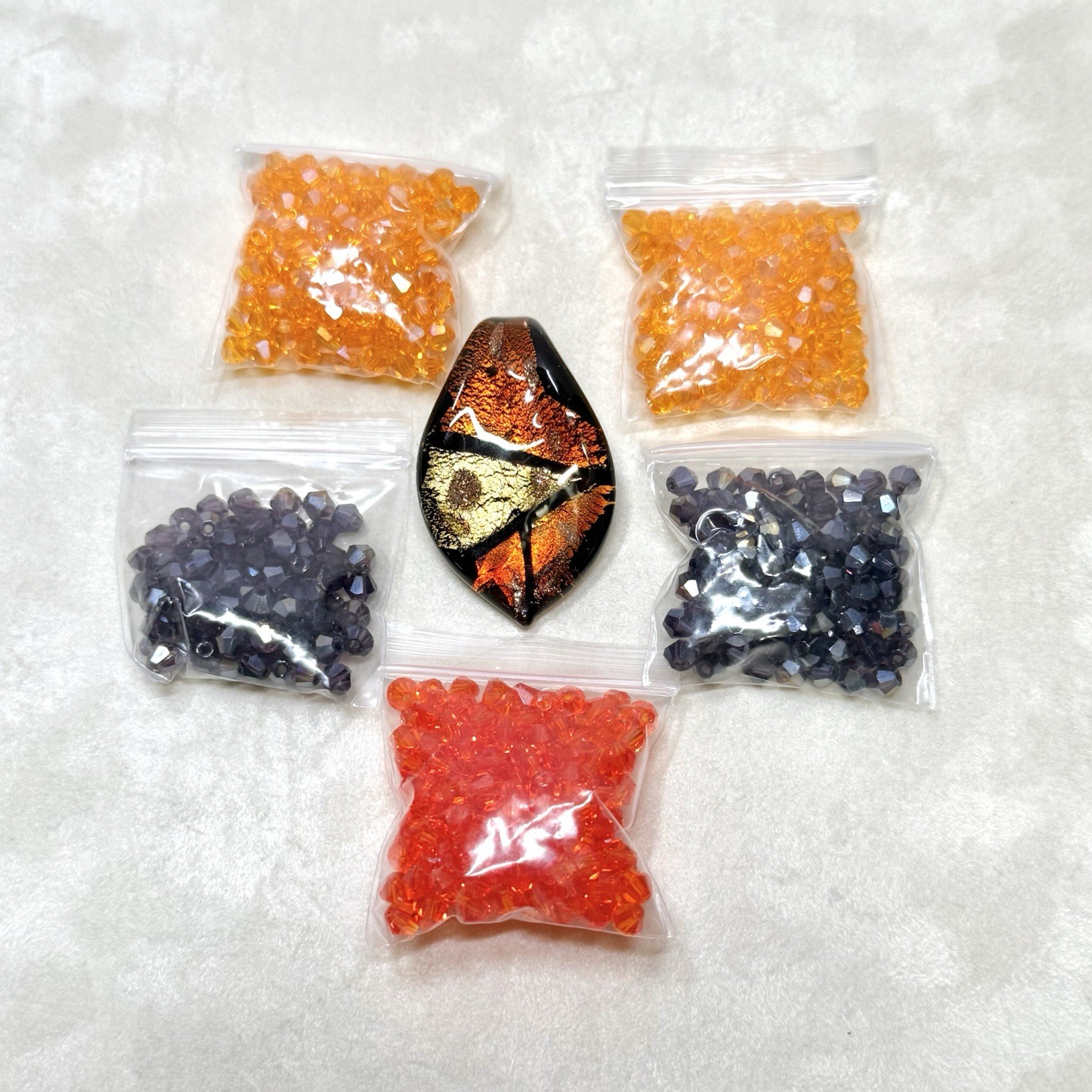 Lampwork Glass Pendant & Bead Set – DIY Red & Black Jewelry Kit, Artisan Made