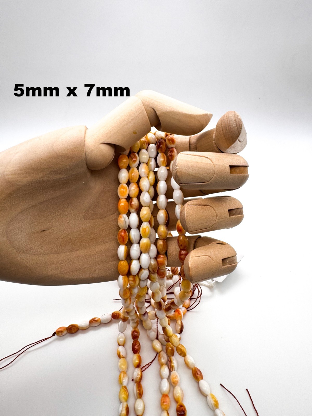 Natural Orange Spiny Oyster Shell Smooth Oval Barrel Gemstone Beads SO3